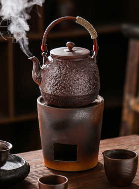 家用柴烧纯手工提梁大容量烧水煮茶壶户外中式复古明火炭炉电陶炉