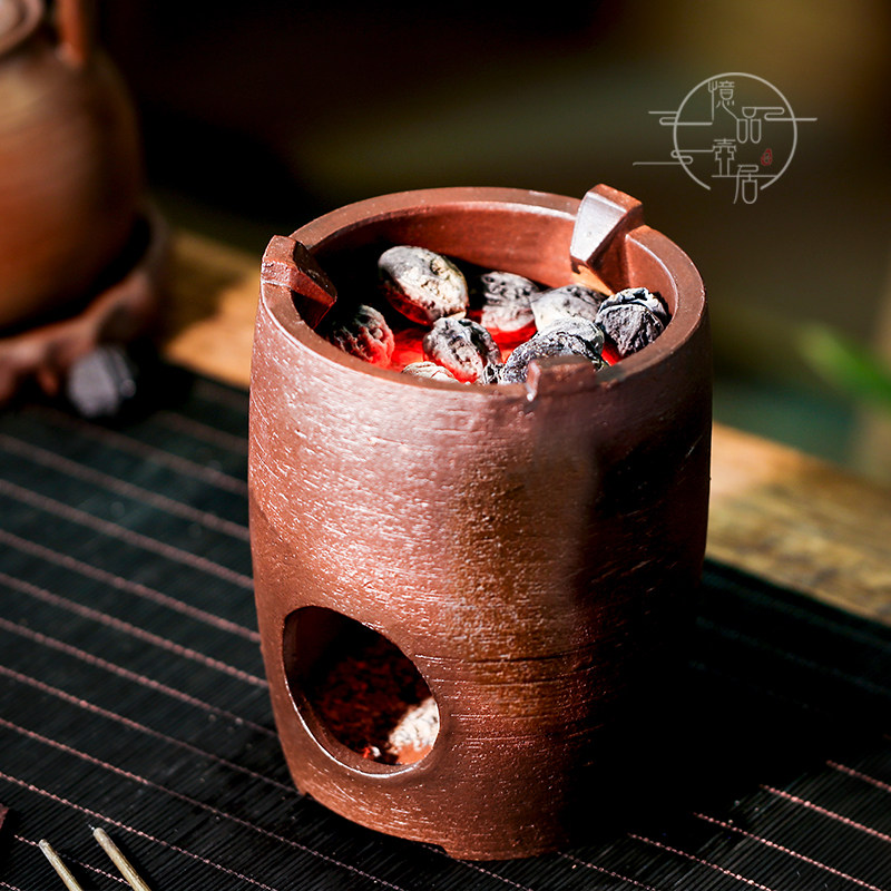 纯手工柴烧炭炉户外烧水泡茶小火橄榄碳炉日式家用风炉围炉煮茶器