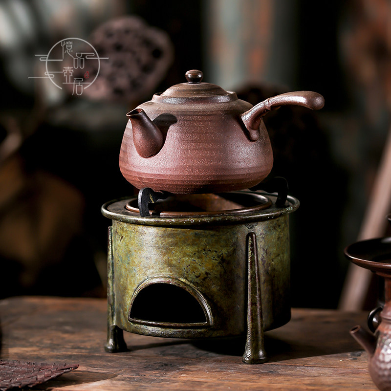 【老物件】纯铜碳炉酒精炉家用煮茶器手工风炉火炉木炭橄榄碳茶炉