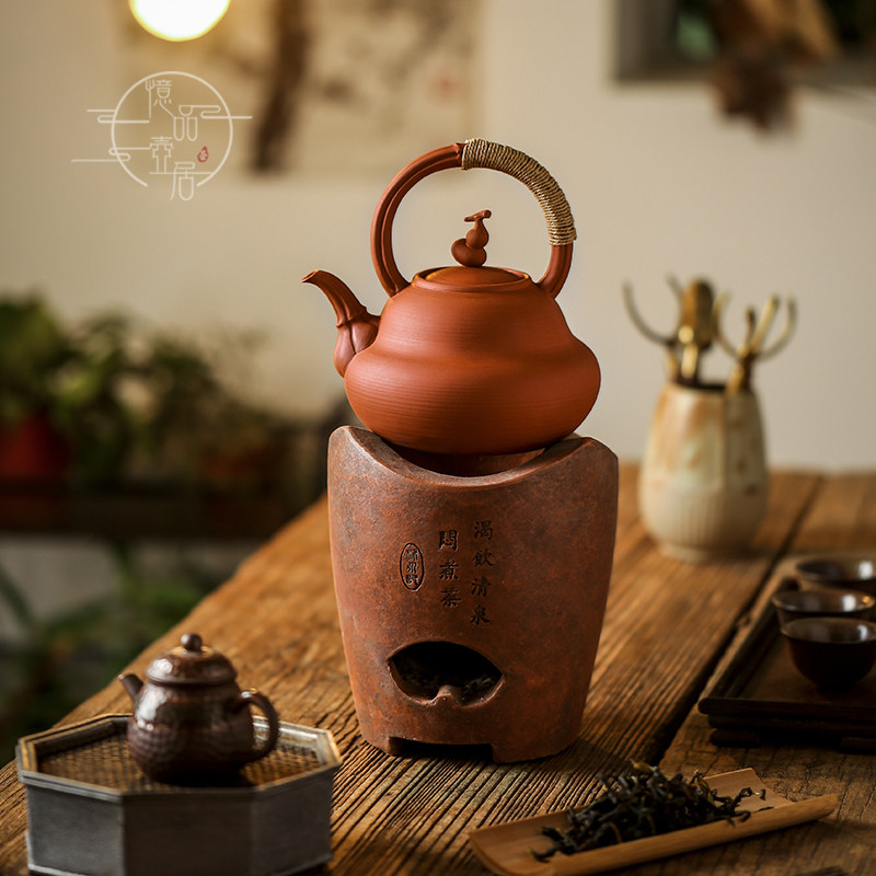 家用朱泥纯手工提梁煮泡茶陶瓷电陶炉煮茶器户外炭炉烧水养生陶壶
