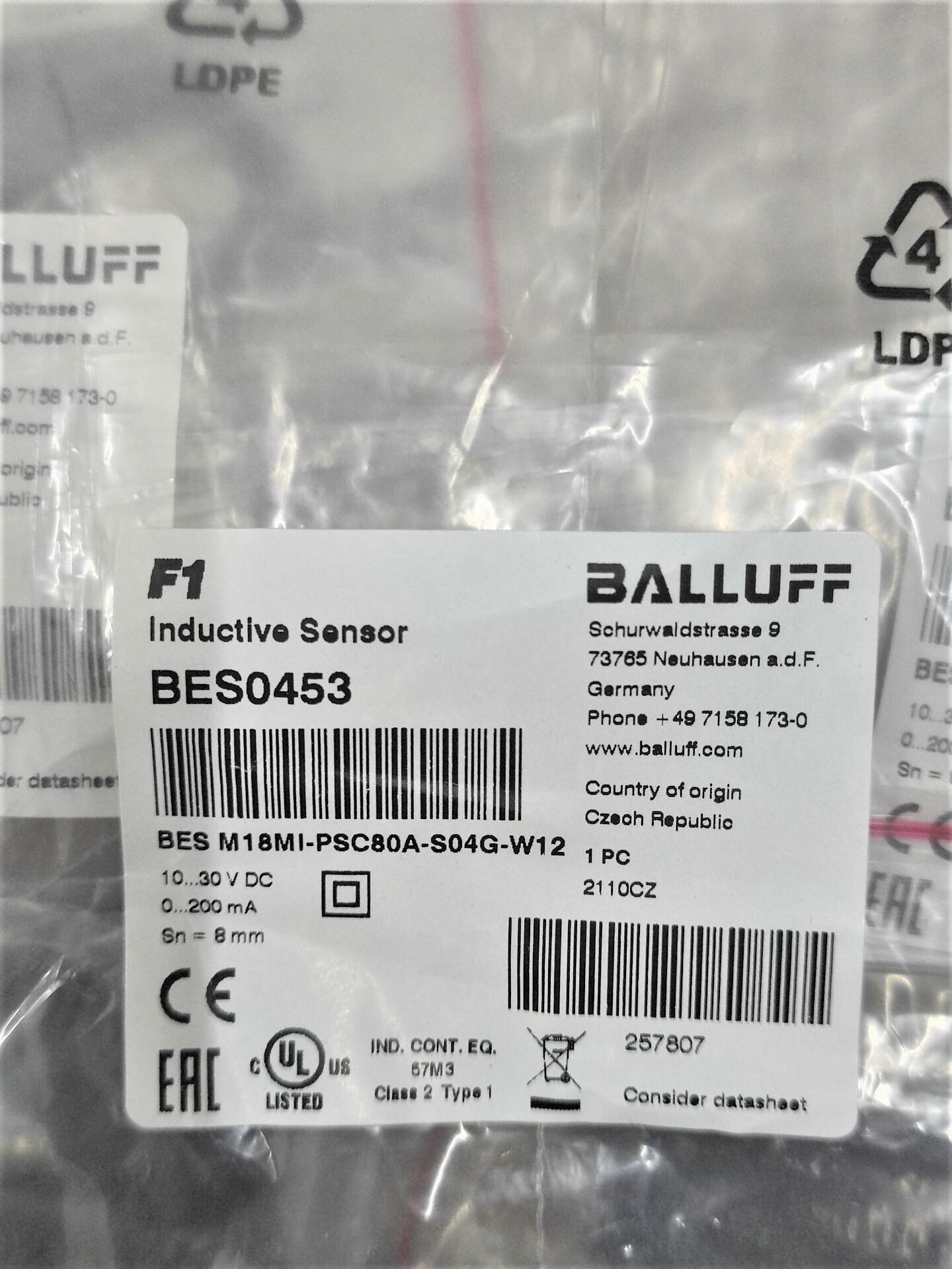 全新原装 巴鲁夫 BES0453 BES M18MI-PSC80A-S04G-W12 实物现货