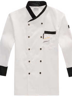 厨师工作服男短袖透气夏季黑色薄款餐饮厨房厨师套装工作服三件套