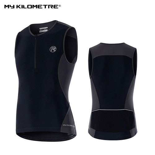 MY KILOMETRE铁人三项服男款无袖上衣速干背心跑步游泳骑行铁三服