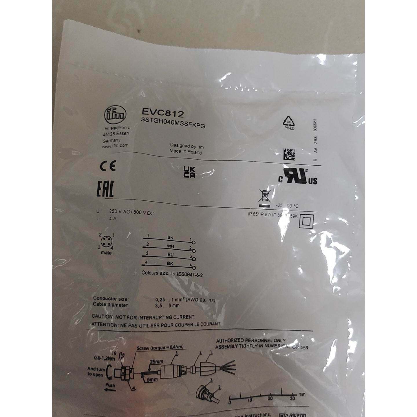 非实价议价议价易福门原装进口EVC812插头全新未拆封非实价议价议