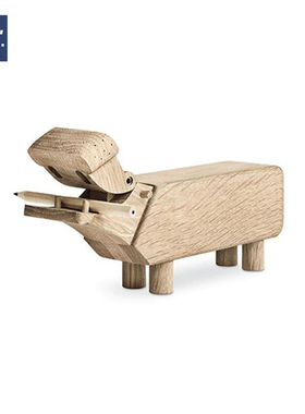 AIVTAI/创意设计师摆件wooden hippo木河马家居动物工艺装饰品