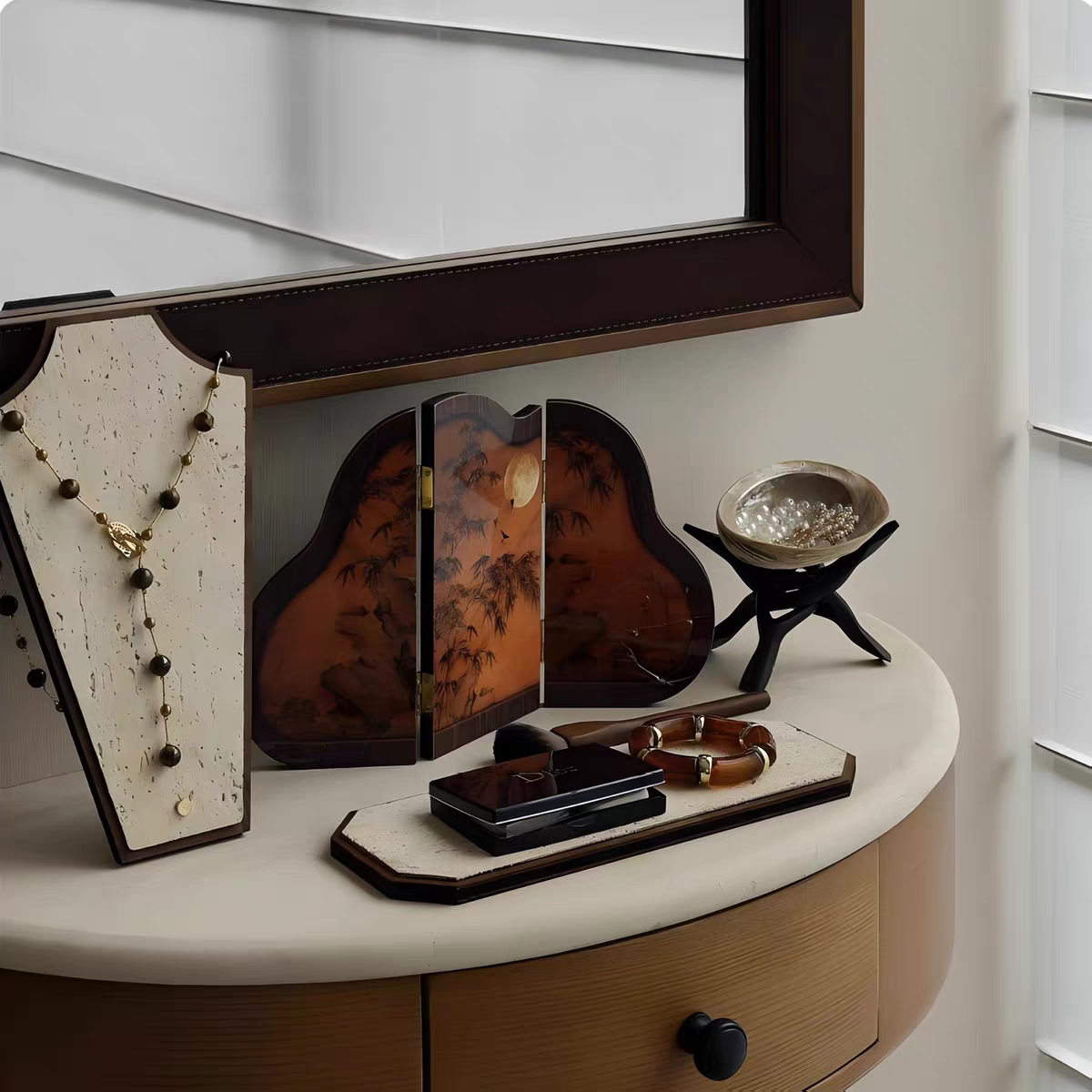 中古风梳妆台摆件装饰品老钱风样板间主人房衣帽间主卧室软装搭配