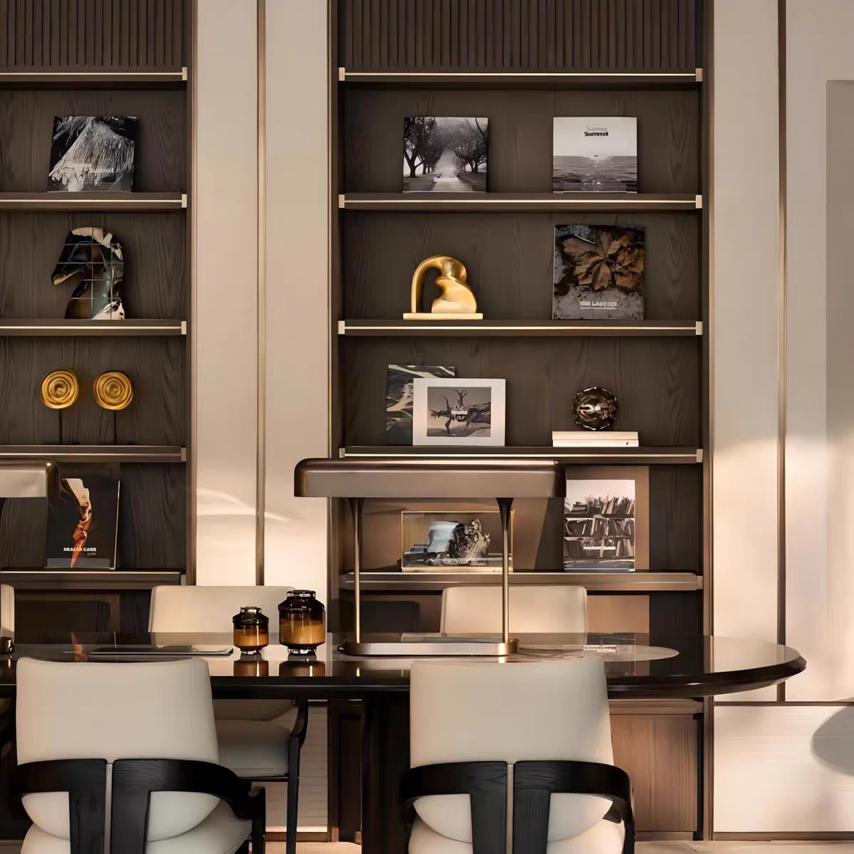 样板间书房书架装饰品摆件简约样品房书柜书桌软装装饰品搭配陈列