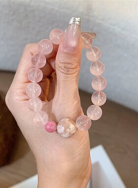 粉水晶手链女款手工DIY原创设计小众高级感礼物天然水晶玛瑙手串