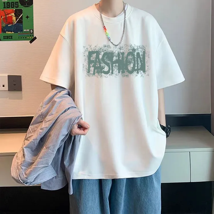 港风短袖男装纯棉打底衫t恤潮牌潮流2025新款宽松青少年半袖夏季