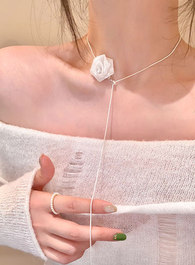 法式珍珠颈链项链女款轻奢小众设计感爱心锁骨链高级感毛衣链气质