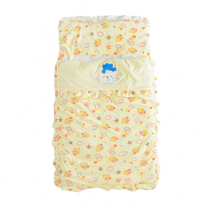 高级春秋潮品新生儿睡袋 纯棉信封式婴儿睡袋 超柔卡通绣花防踢被