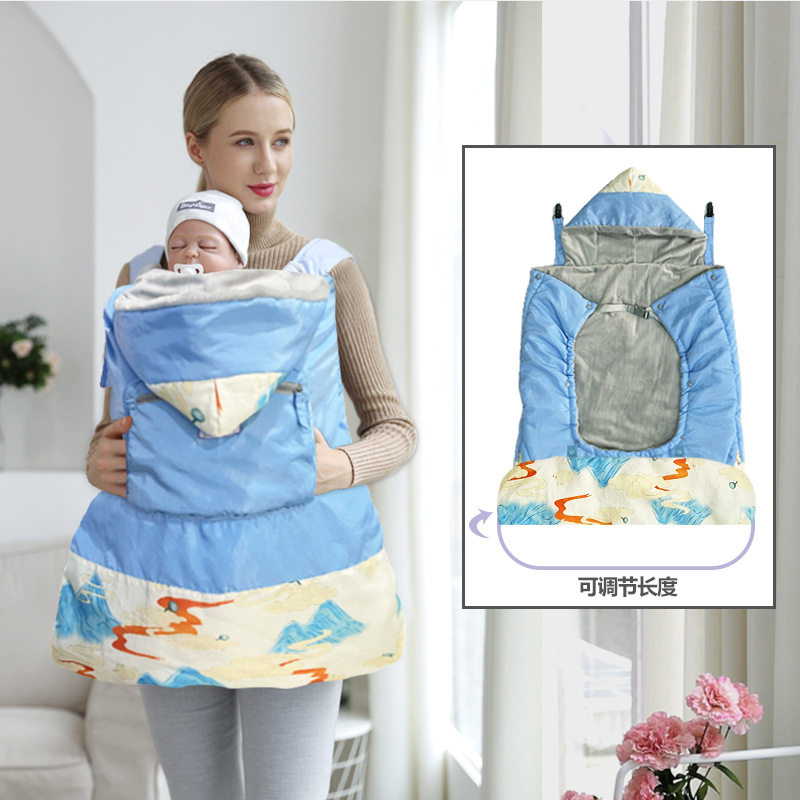 火爆热销婴幼儿背带披风宝宝外出防风斗篷加厚多功能抱被四季通用