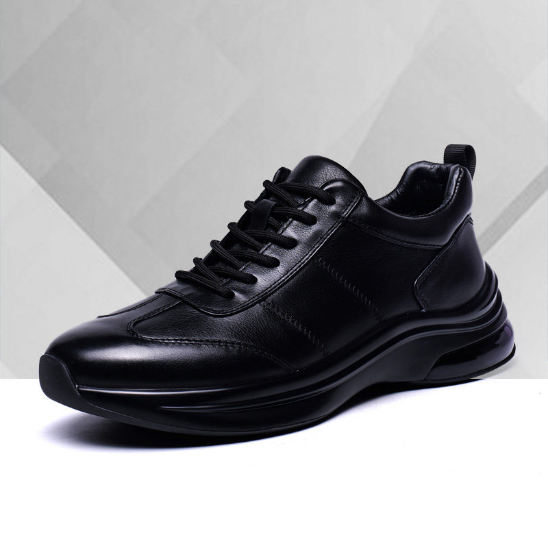 真皮男鞋2026春秋新款头层牛皮时尚透气纽扣厚底休闲皮鞋百搭运动