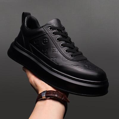 头层牛皮板鞋韩版透气厚底休闲鞋