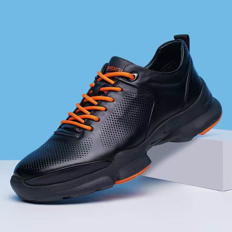 2026年春季新款真皮男鞋轻奢头层牛皮低帮休闲鞋时尚厚底男皮鞋