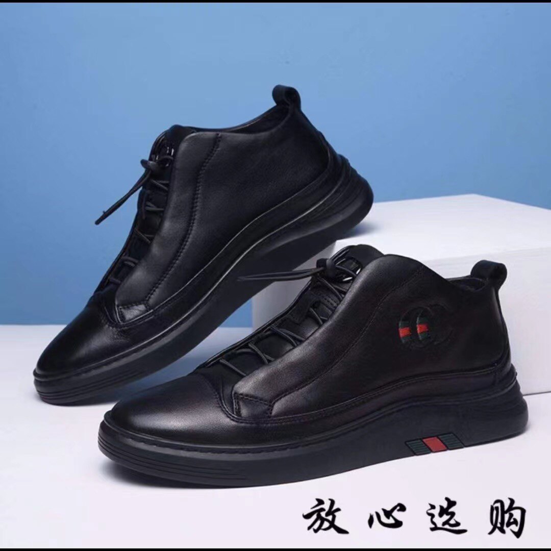 头层牛皮高帮皮靴男款