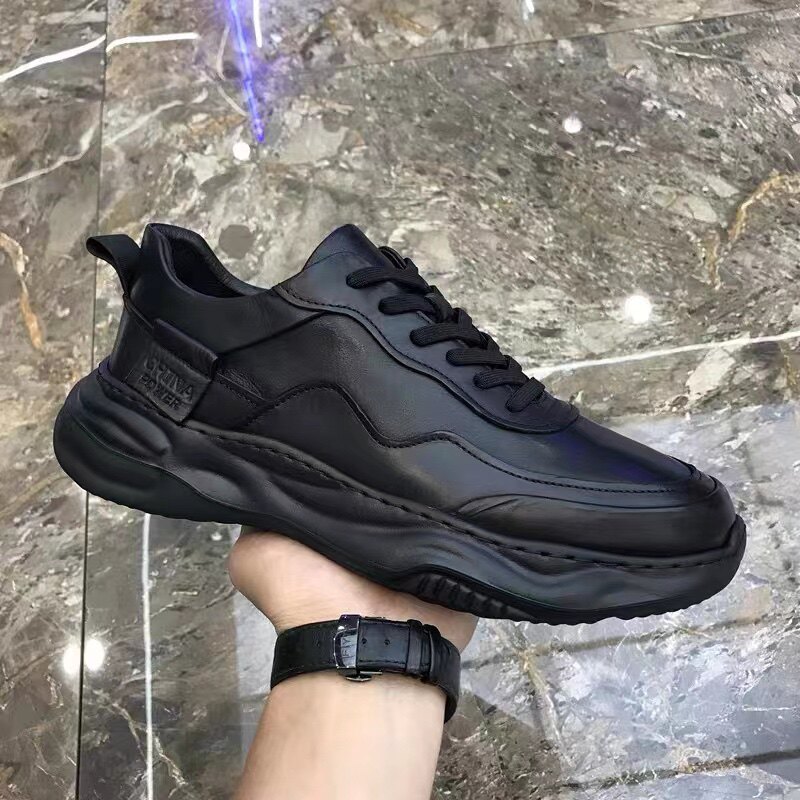 真皮男鞋四季新款鞋子男潮鞋百搭加绒头层牛皮男士休闲运动鞋