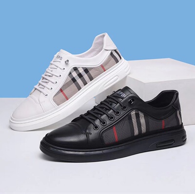 男鞋2026年春秋新款真皮格子布板鞋欧洲站时尚休闲透气软底男鞋潮