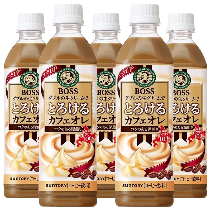 日本进口三得利BOSS北海道生牛乳深煎牛奶拿铁咖啡饮料500ml*3瓶