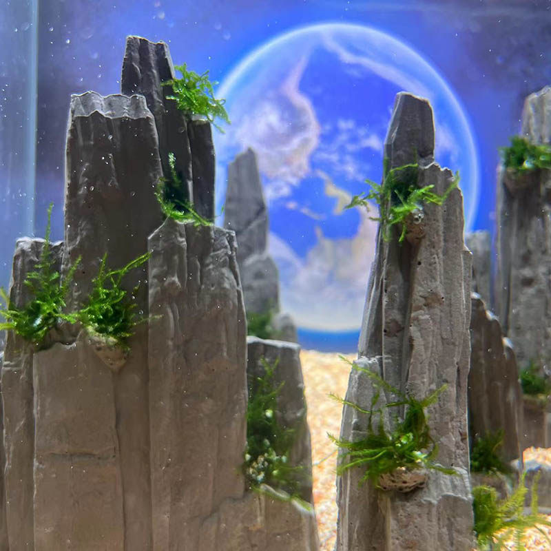 冬官手作 鱼缸造景装饰品摆件水泥假山张家界万峰林石头山山峰