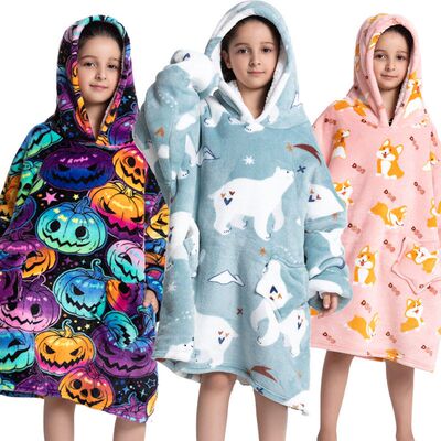 H oodie blanket hoodie pajamas kids winter儿童御寒睡衣懒人毯
