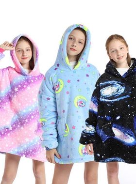 H oodie blanket hoodie连帽御寒服户外防寒衣懒人卫衣睡袍家居服