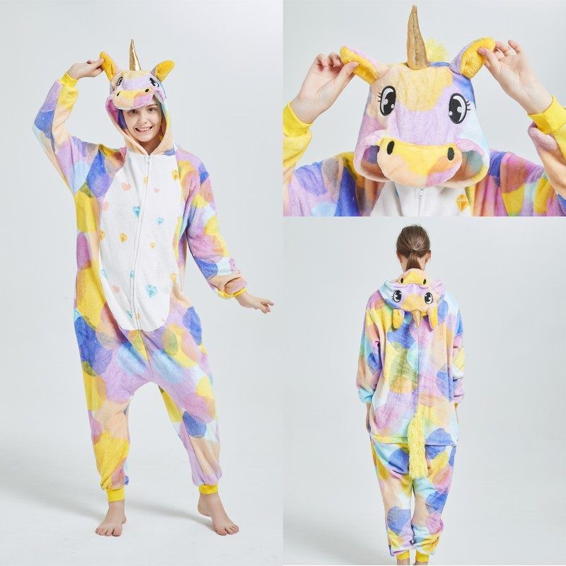 jumpsuit pajamas family couple连体天马独角兽睡衣法兰绒家居服