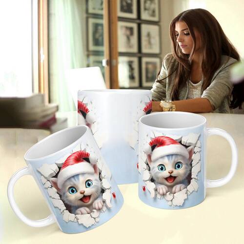 新品圣诞Mug可爱宠物猫咪马克杯