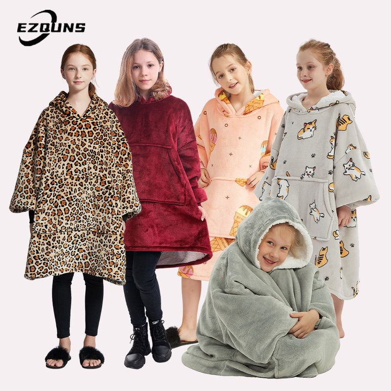 H oodie blanket hoodie couple亚马逊澳洲大码懒人毯法兰绒卫衣