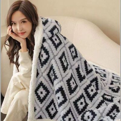 跨境毯冬季提花加厚多功能毯披肩