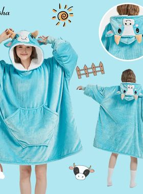 customized H oodie blanket hoodie oversize pajamas澳洲懒人毯