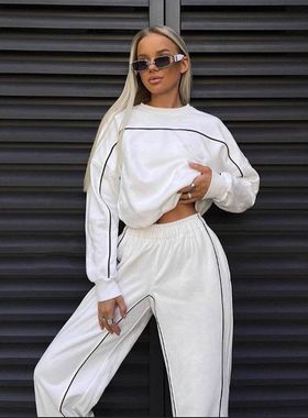 women's hoodie sports suit two-piece外贸欧美跨境卫衣卫裤套装