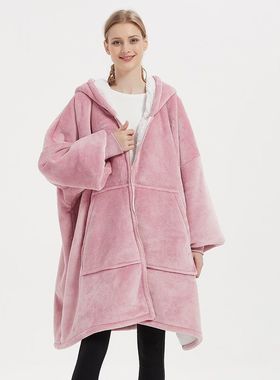 huggle oversize h oodie blanket hoodie wearable跨境懒人毛毯