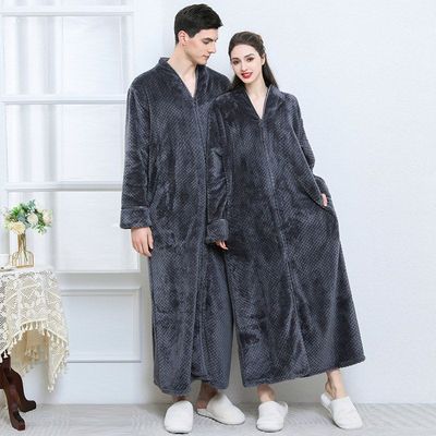 跨境亚马逊秋冬季睡袍情侣宽松