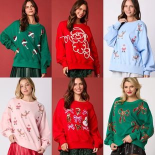 ugly Christmas hoodie sweatshirt women oversize跨境圣诞卫衣