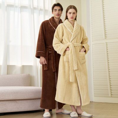pajamascouple跨境加绒情侣睡袍