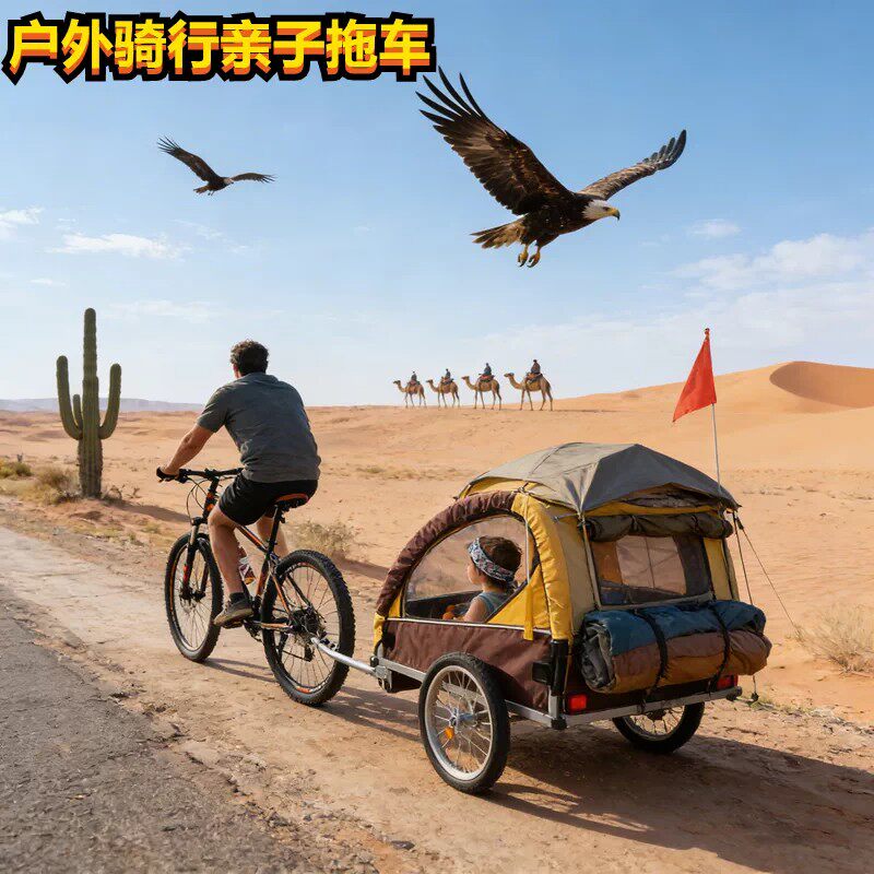 户外骑行装备折叠亲子拖车山地自行单车后挂式载儿童徒步推车座椅