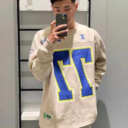 欧美hiphop卫衣秋冬季圆领无帽重磅长袖t恤潮牌美式复古冰球服新