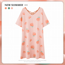 睡裙女夏天大码 浪莎莫代尔短袖 2024年新款 可爱水蜜桃睡衣连衣裙