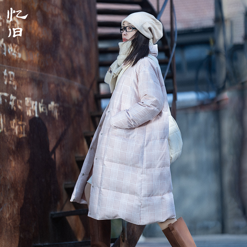 复古格子羽绒服女2023年冬季加厚
