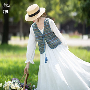 【秋之歌】牛仔蓝双面穿流苏系带马甲女秋季2025新款休闲外搭背心