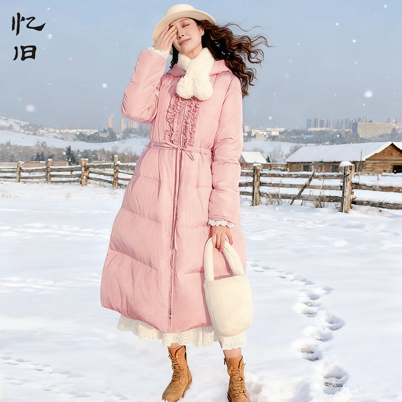 复古加厚连帽羽绒服女冬季收腰款