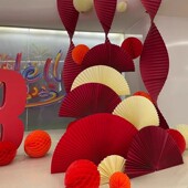 婚庆折扇订婚背景折纸扇花商场橱窗美陈装 饰年会节日活动布置扇子