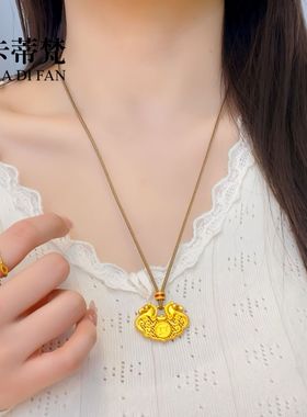 古法传承沙金马年生肖锁金包银吊坠项链不掉色铼金项链生肖马送人