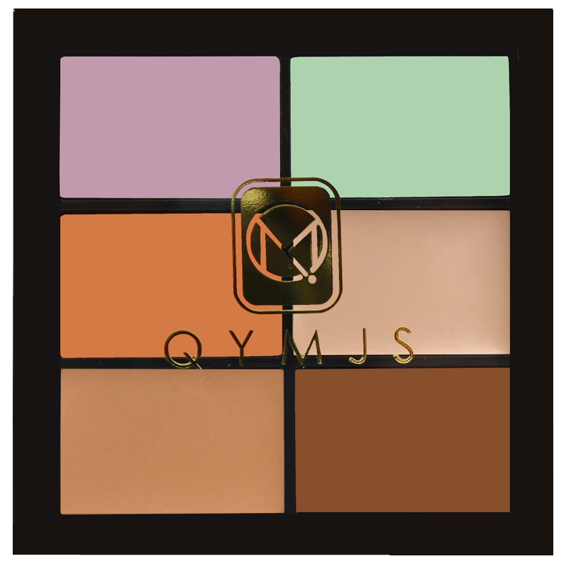 QYMJS六色遮瑕盘修容膏化妆培训学校学生侧影痘印黑眼圈提亮泪沟