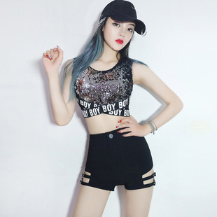 爵士钢管跳舞蹈超短裤女团练习室下衣失踪黑色高腰镂空街舞热裤子