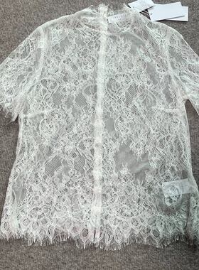 德单IVY 女生 后背排扣长袖/短袖透视精美蕾丝礼服微弹衬衫T恤