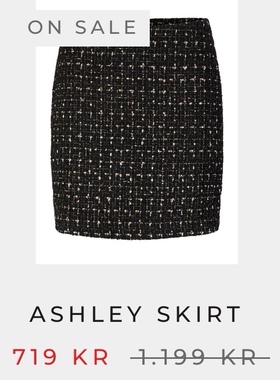 北欧贵牌K 1199元 秋冬黑色小香风短款 A字半裙短裙 呢半裙