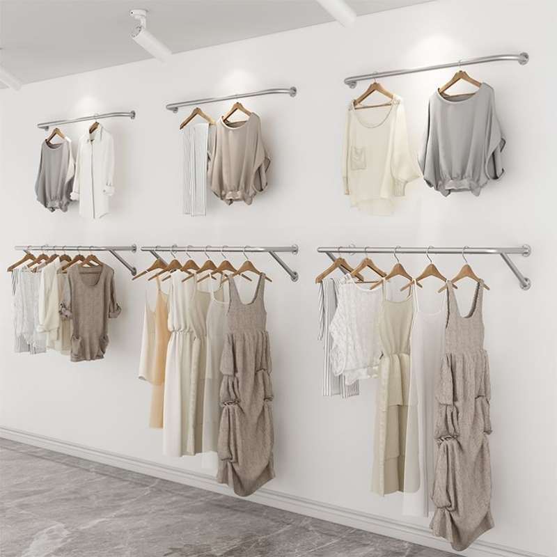 服装店墙壁挂架挂衣杆衣服展架专用固定在墙上的现代简约展示架
