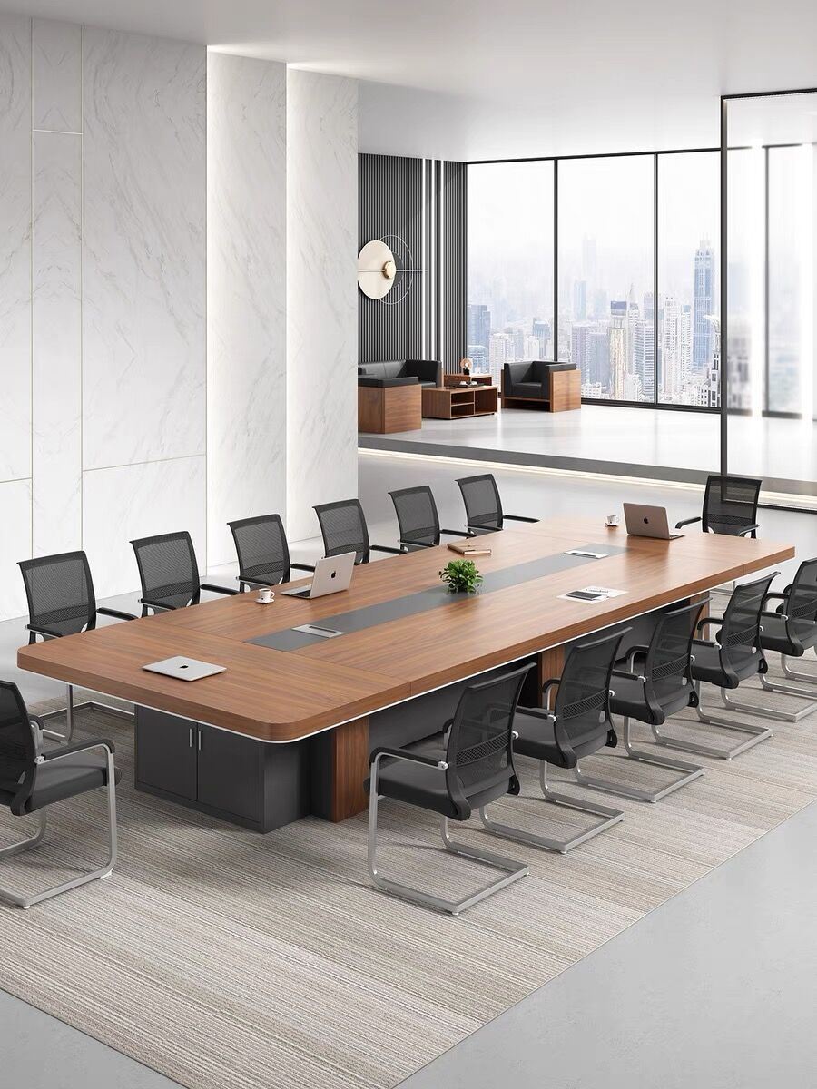 会议桌长桌大型长条办公桌子简约现代会议室洽谈接待培训桌椅组合